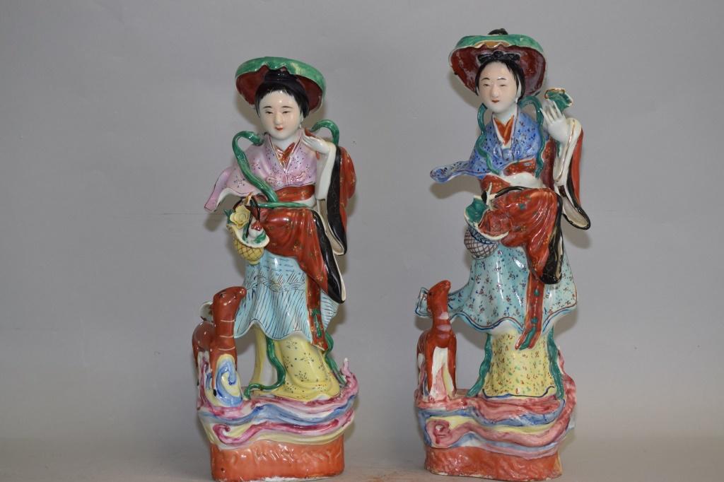 Two 19-20th C. Chinese Famille Rose MaGu Figures (1 of 4)