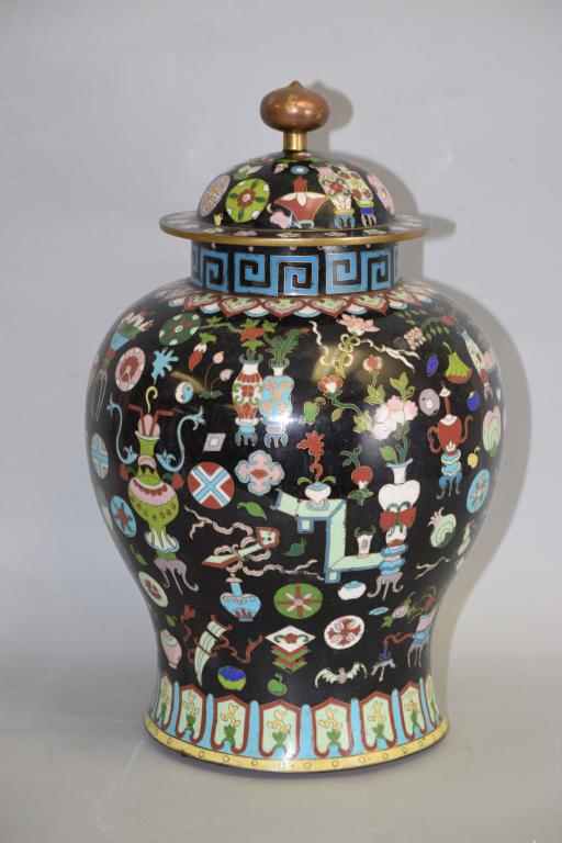 19th C. Chinese Cloisonne Covered Jar (1 of 6)
