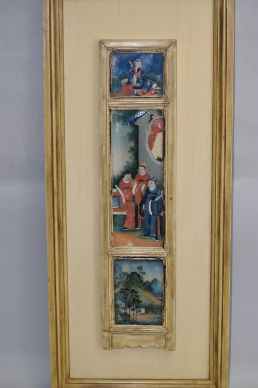 Qing Chinese Reverse Glass Painting Hanging Screen (1 of 4)