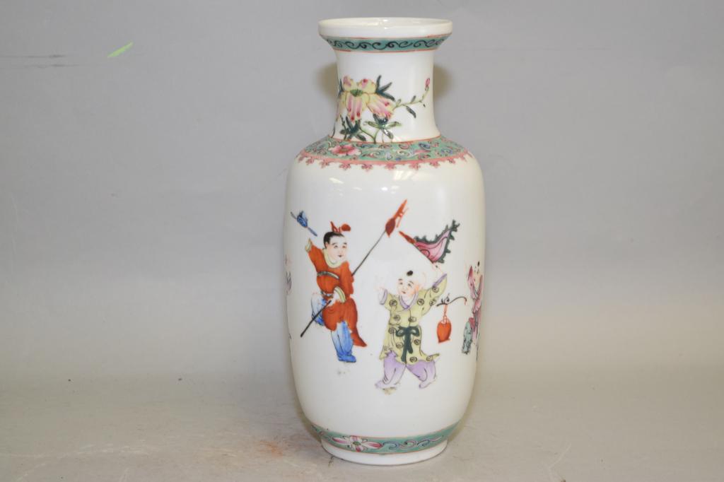 19-20th C. Chinese Famille Rose Boys Playing Vase (1 of 4)