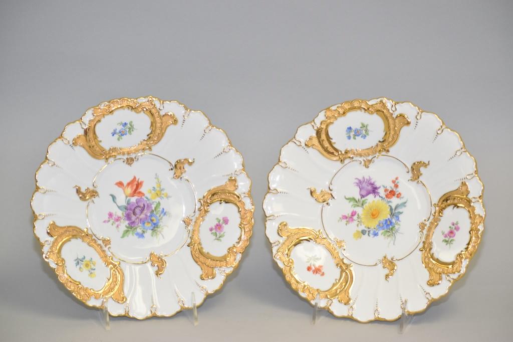 Pr. of 19th C. Meissen Gilt Porcelain Plates (1 of 7)