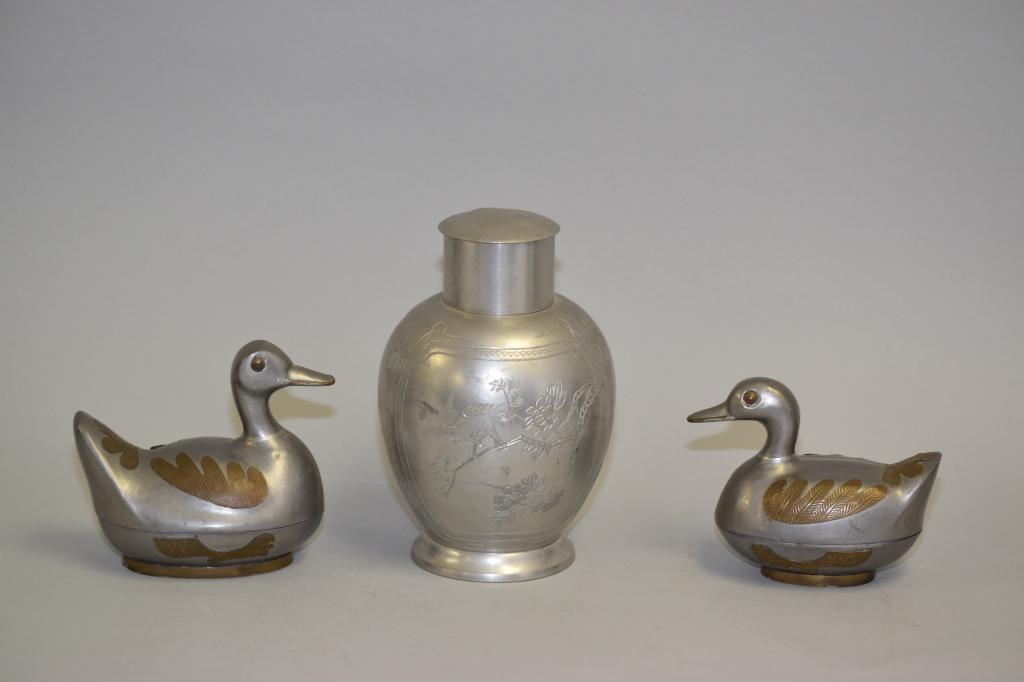 Three Chinese Export Guangdong Pewter Wares (1 of 3)