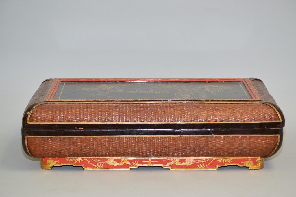 19-20th C. Chinese Bamboo Woven Lacquer Box (1 of 3)