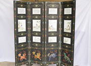 19th C. Chinese Famille Rose Floral Figural Screen