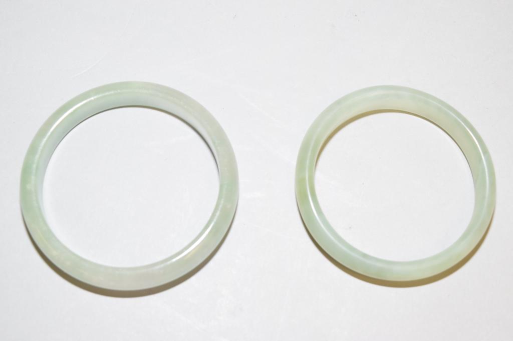 Two Chinese Jade Carved Bangle Bracelets (1 of 3)