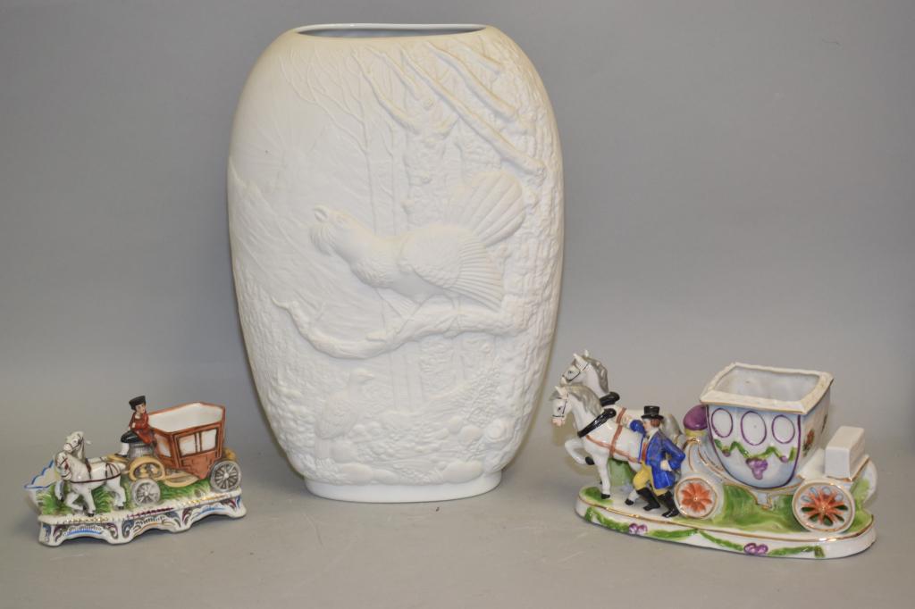Two Handpainted Porcelain Carriage Figurines and Vase (1 of 5)