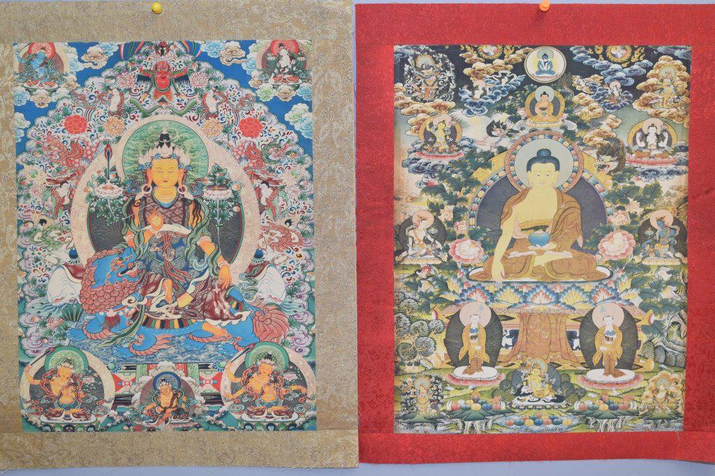 Two Chinese Tibetan Printed Thangka (1 of 5)