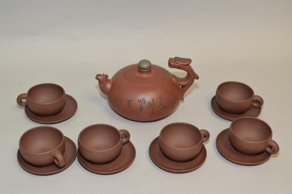 Chinese YiXing ZiSha Teapot with Teacups, Ming Tao (1 of 5)
