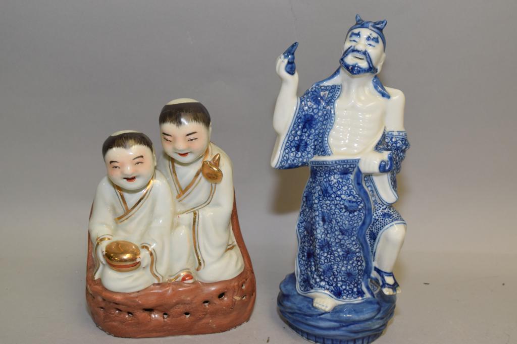 Two 19-20th C. Chinese Famille Rose/B&W Figures (1 of 3)