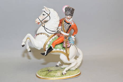 Capodimonte Italy General Riding Horse Figurine: Capodimonte Italy general riding horse figurine. 10.5in.