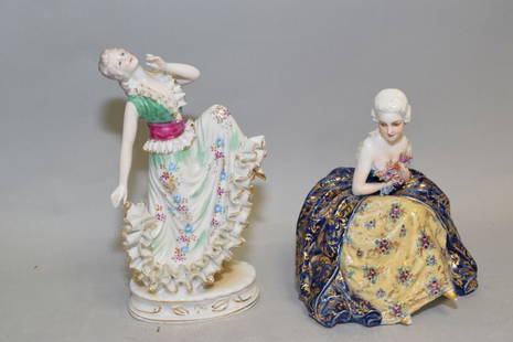 Two Vintage Italian Porcelain Maiden Figures: Two Vintage Italian porcelain maiden figures. 8.5in.