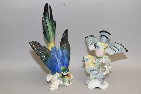 Porcelain Parrot by Karl Ens and Gerold Porzellan Bird: Porcelain parrot by Karl Ens Germany and Gerold Porzellan Bird Figurine. 14.5in.