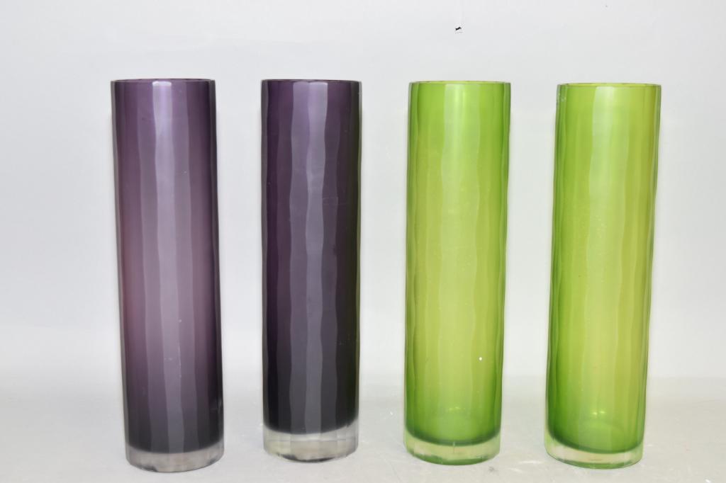 Two Pr. of Colored Glass Flower Vases (1 of 2)