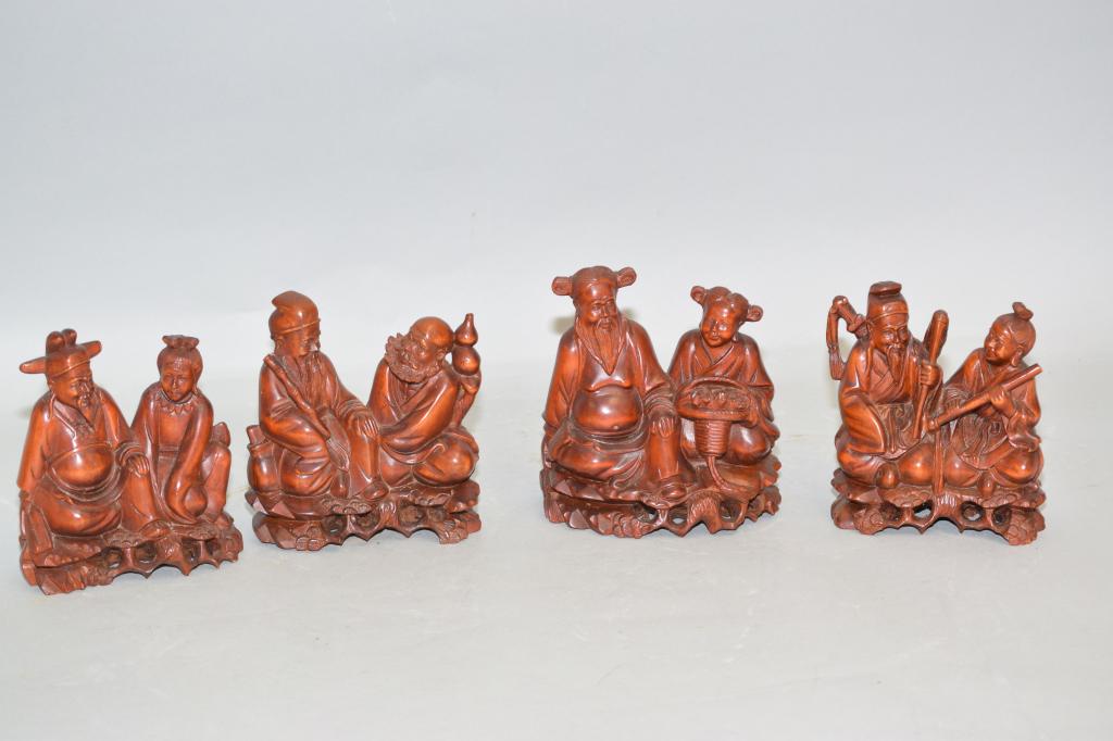 Set of 19th C. Chinese Huangyang Wood Carved Eight (1 of 3)