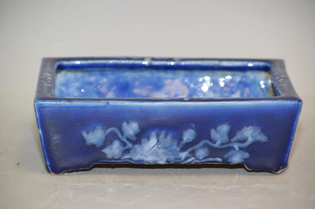Qing Chinese Pate-sur-Pate Cobalt Blue Glaze Narcissus (1 of 3)