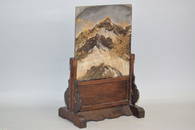 Qing Chinese Relief Carved Gold Painted Marble Table