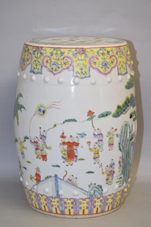 Chinese Famille Rose Porcelain Garden Seat (1 of 5)