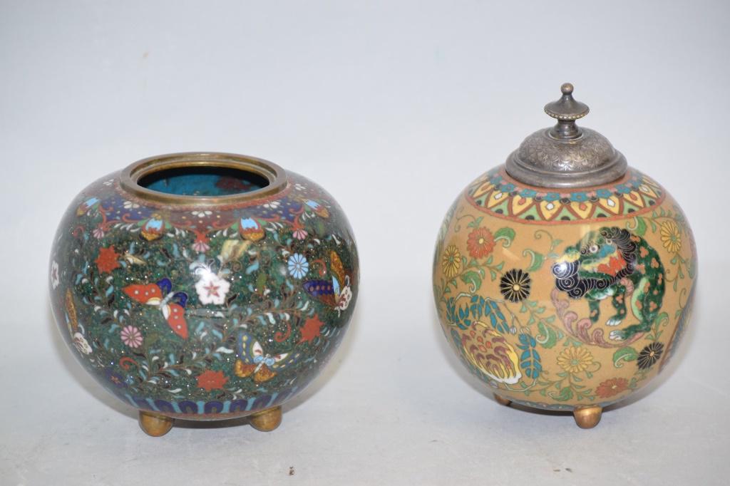 Two 19th C. Japanese Cloisonne Jars (1 of 4)