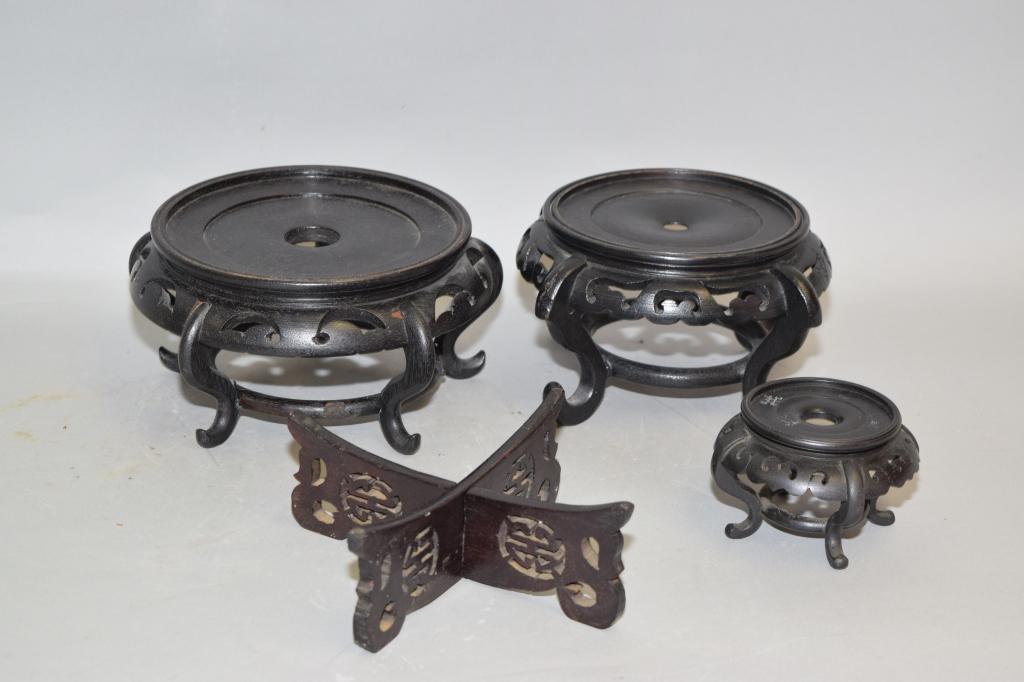 Four Chinese Wood Carved Stands (1 of 3)