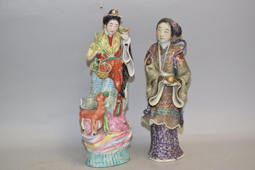 Two 19th C. Chinese Famille Rose Porcelain Maidens (1 of 7)