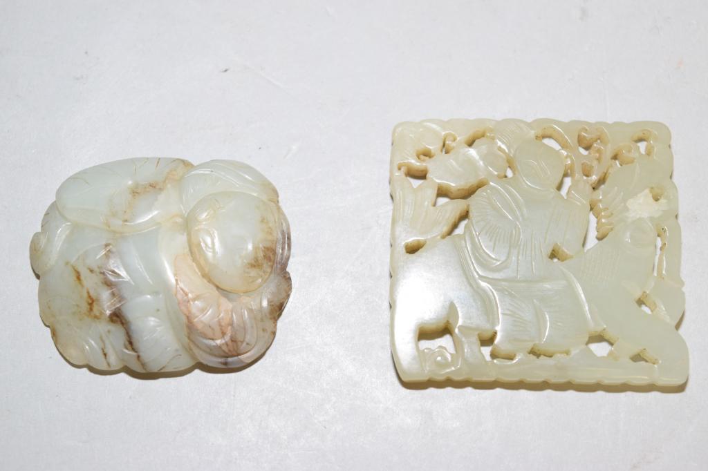 Two 19-20th C. Chinese Jade Carved Amulets (1 of 3)
