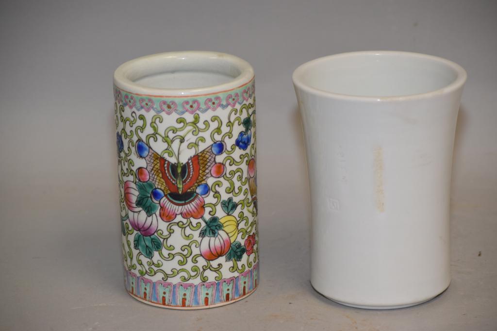 Two 19-20th C. Chinese Porcelain Brush Pots (1 of 3)
