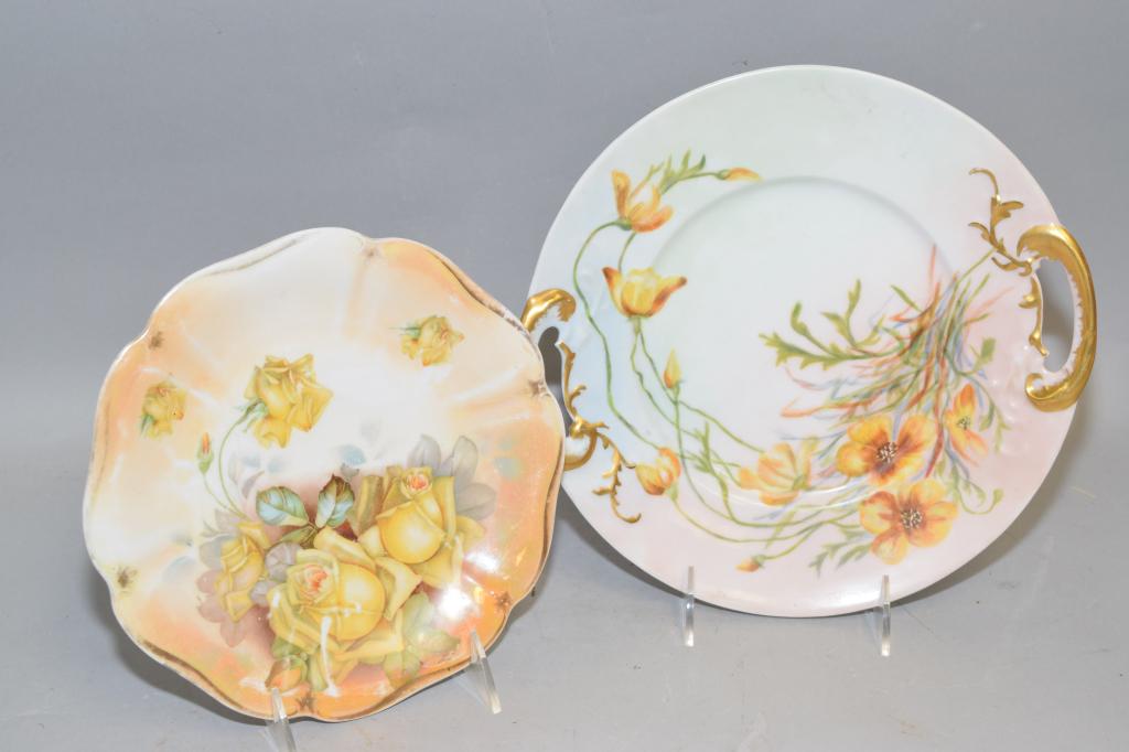 JP Limoges and Prussia Porcelain Handpainted Plate: JP Limoges and Prussia porcelain handpainted plates. 10.5in.