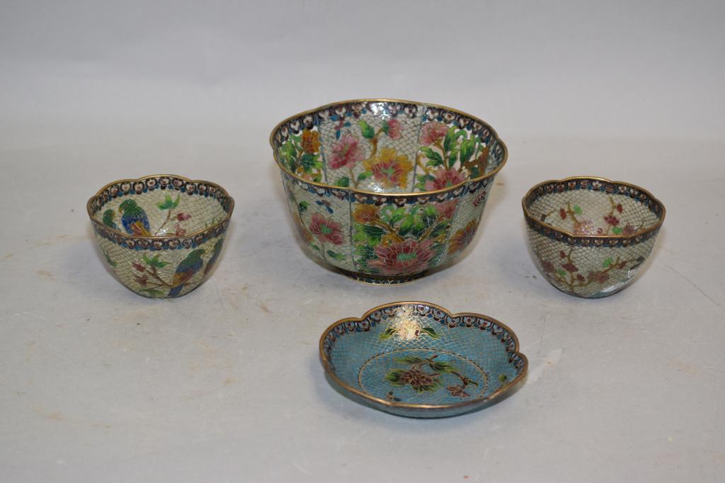 Group of 20th C. Chinese Peking Glass Cloisonne Wares (1 of 4)