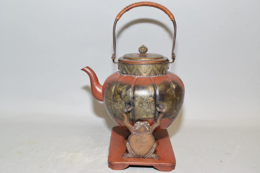 19th C. Japanese Gilt Silver Bronze Water Pot (1 of 4)