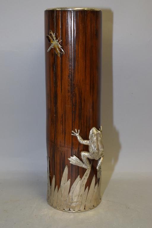 19-20th C. Japanese Nouveau Silver and Bamboo Vase (1 of 4)