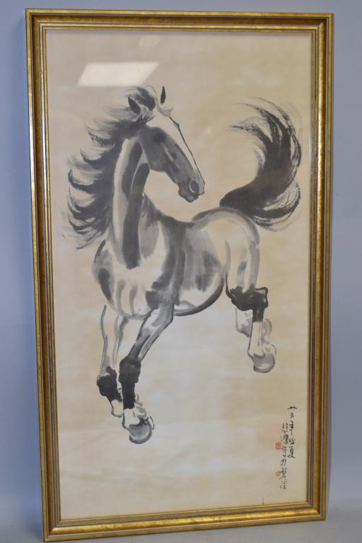 Chinese Watercolor Painting/Print, Xu BeiHong: Chinese watercolor painting or print, Xu BeiHong. 30in.