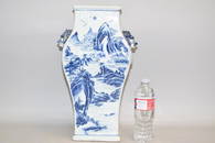 17-18th C. Chinese Porcelain B&W Square Vase