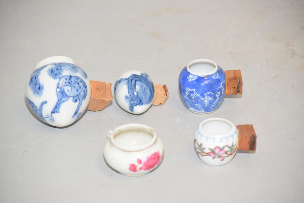 Five 19-20th C. Chinese Porcelain Bird Feeders (1 of 5)