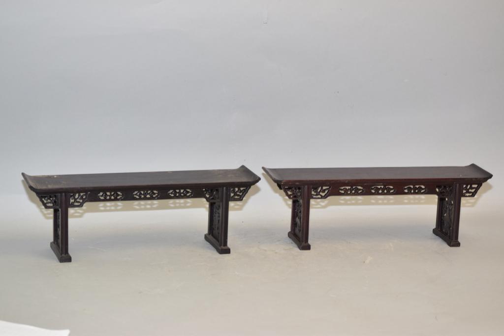 Pr. of Chinese Hongmu Carved Altar Stands (1 of 4)