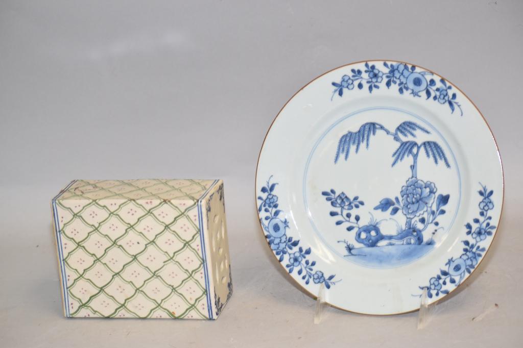 18-19th C. Chinese Porcelain Export B&W Plate and (1 of 4)