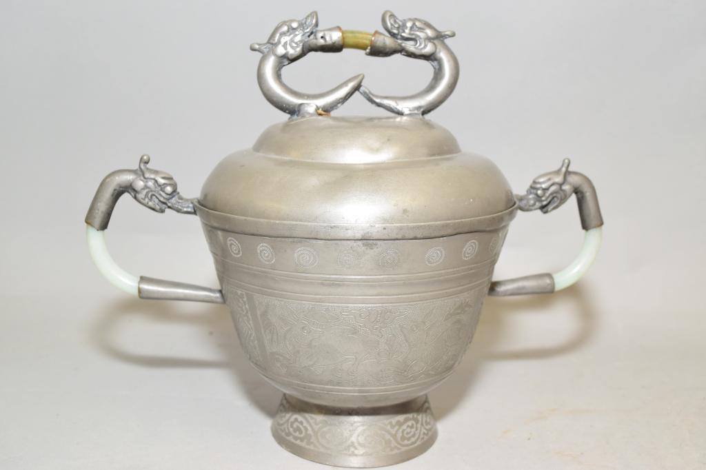 19th C. Chinese Export Guangdong Pewter Jar (1 of 7)