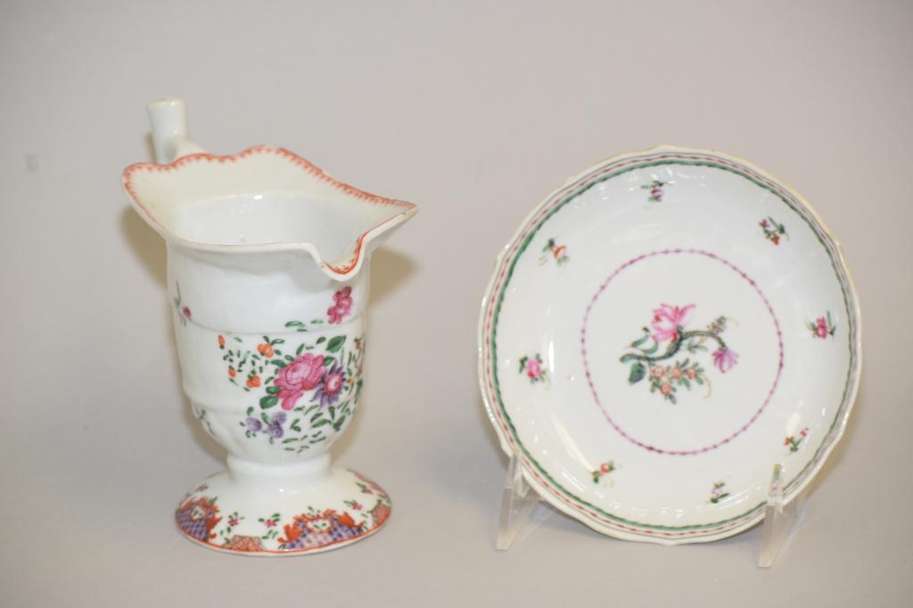 18th C. Chinese Export Porcelain Creamer and Saucer (1 of 2)