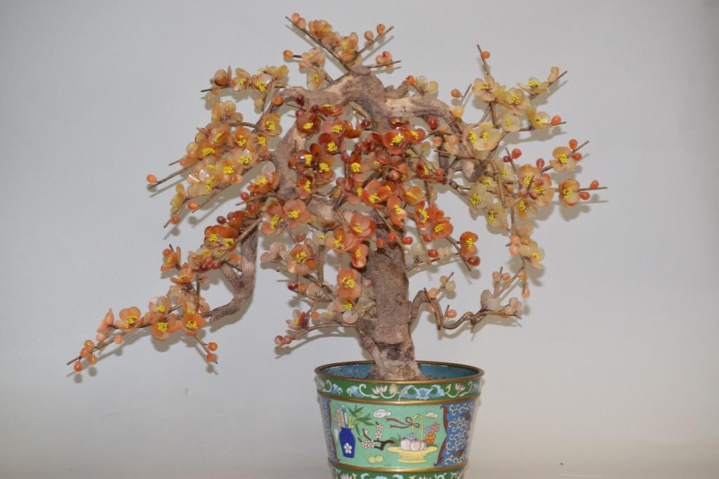 Chinese Agate Tree in Cloisonne Pot (1 of 4)