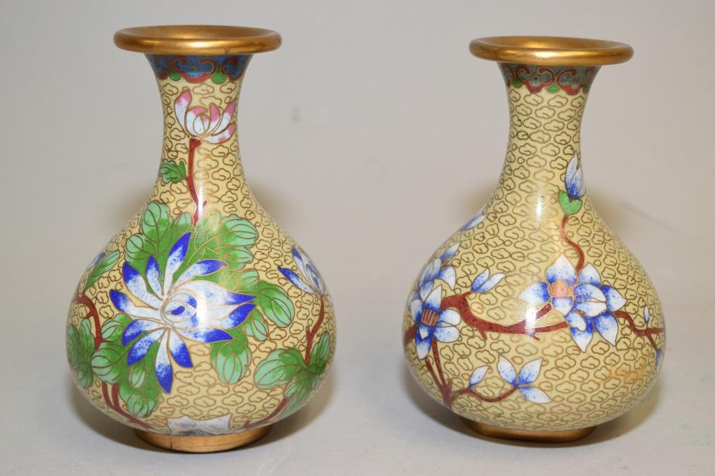 Pr. of Chinese Cloisonne Vases (1 of 1)