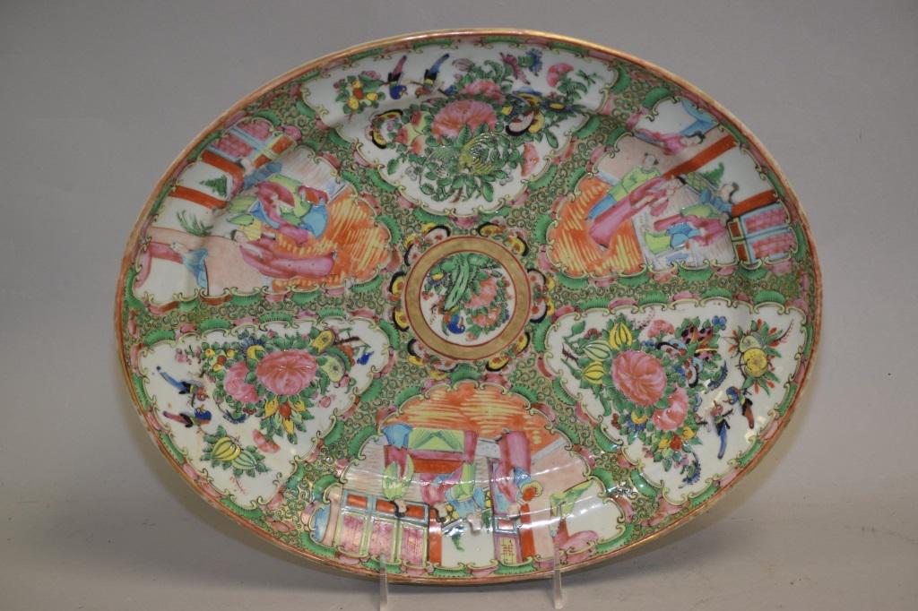 19th C. Chinese Porcelain Famille Rose Medallion Plate (1 of 3)