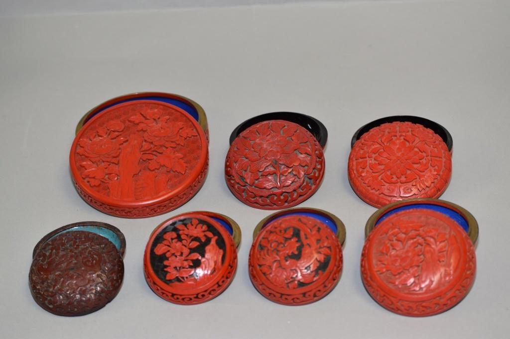Group of 19-20th C. Chinese Cinnabar Carved Stamp Ink (1 of 4)