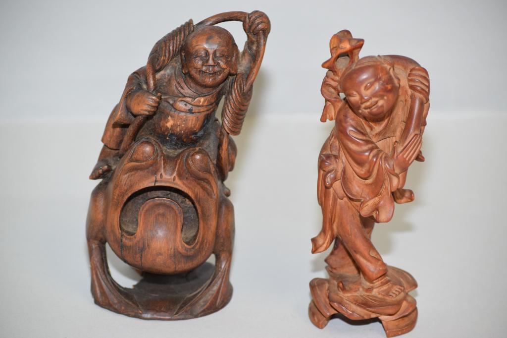 Qing Chinese Bamboo/Huangyang Wood Carvings: Qing Chinese bamboo/huangyang wood carvings. 5.5in.