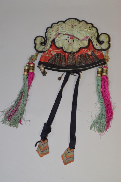 Qing Chinese Silver and Embroidered Child's Hat (1 of 7)