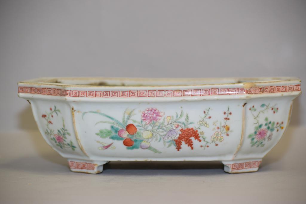 Qing Chinese Porcelain Famille Rose Narcissus Planter (1 of 6)