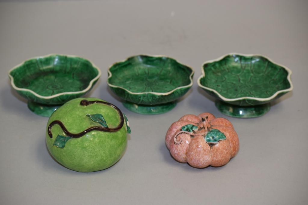 Five 19th C. Chinese Porcelain Famille Rose Faux Plants (1 of 4)