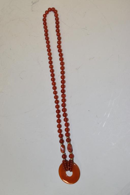 Chinese Red Agate Bead Necklace (1 of 3)