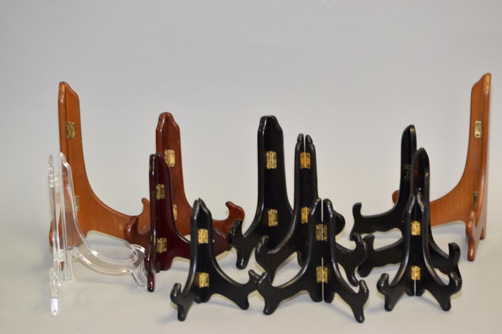 Group of Chinese Wood Carved Plate Holders: Group of Chinese wood carved plate holders. Size varies.