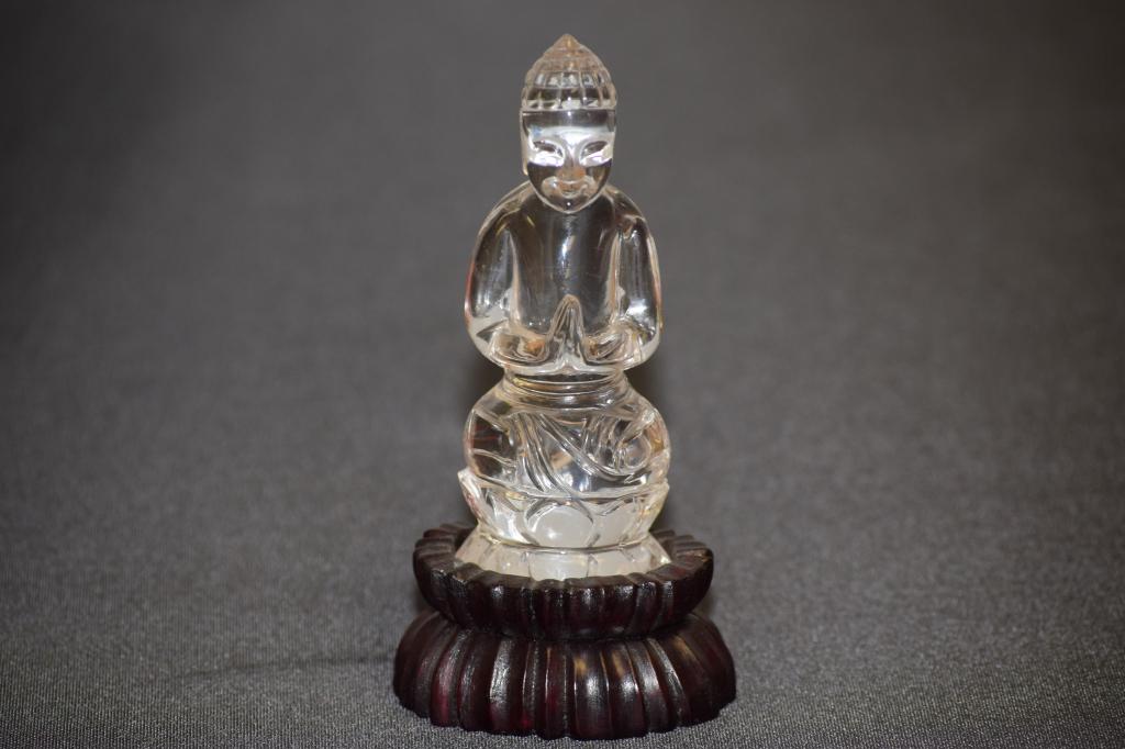 19th C. Chinese Natural Rock Crystal Carved Buddha (1 of 4)