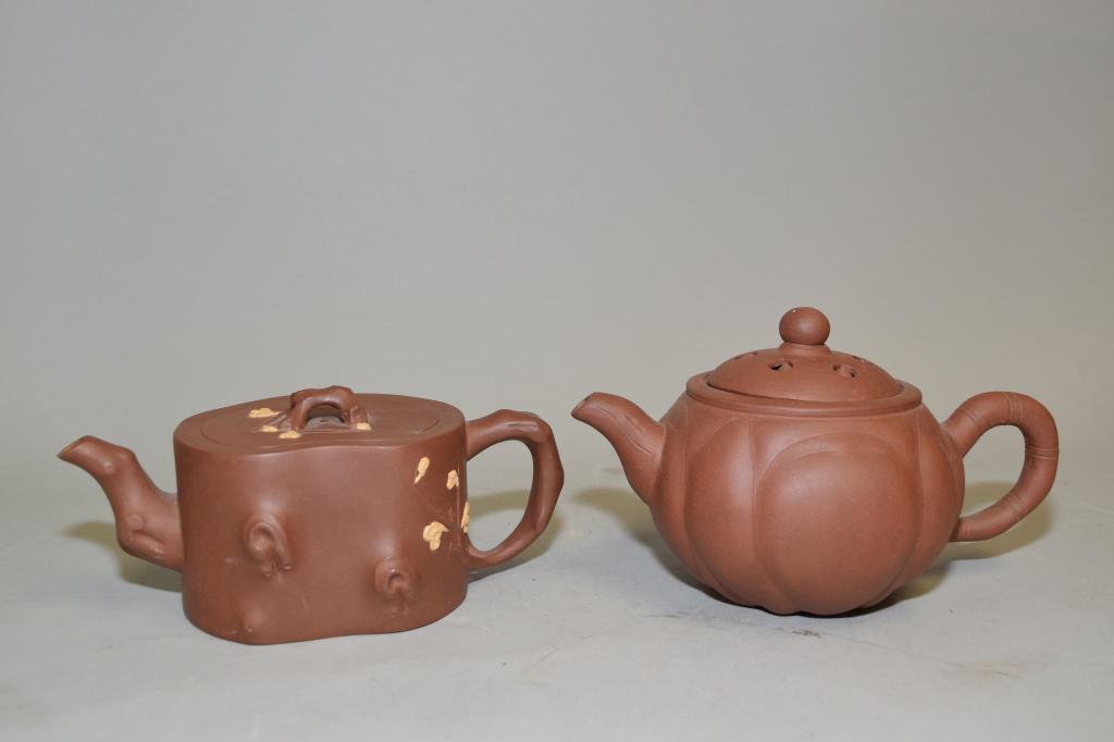 Two Chinese YiXing ZiSha Teapots, Marked (1 of 7)