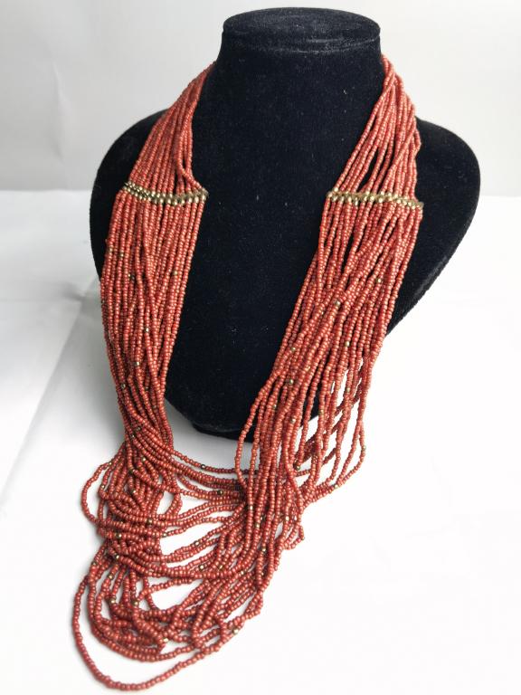 Multi-Strand Coral Bead Necklace (1 of 1)